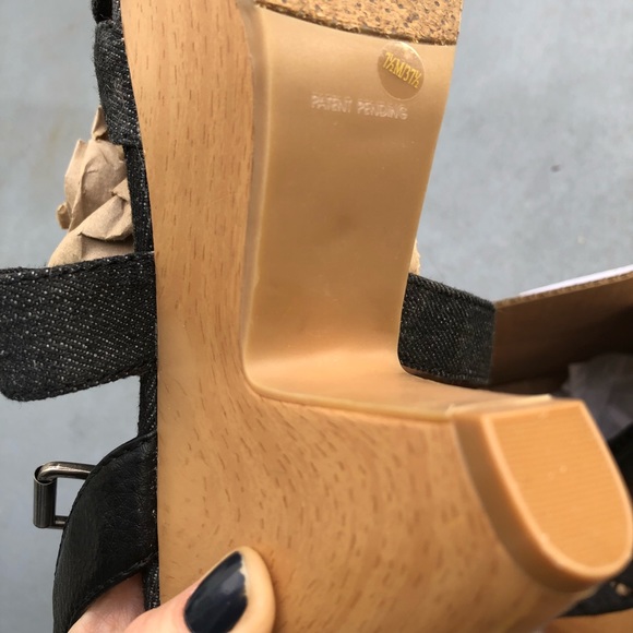 Lucky 🍀 Brand open toed faux-wooden heeled platforms - Picture 13 of 15